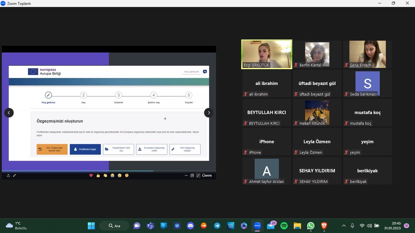 Sosyal Beceri Atölyesi: Europass Formatlı Öz Geçmiş (CV) Hazırlama Teknikleri